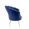 Lilola Home Angelina Blue Velvet Scalloped Back Barrel Accent Chair with Metal Legs 88880BE