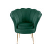 Lilola Home Angelina Green Velvet Scalloped Back Barrel Accent Chair with Metal Legs 88880GN