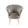 Lilola Home Angelina Gray Velvet Scalloped Back Barrel Accent Chair with Metal Legs 88880GY