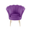 Lilola Home Angelina Purple Velvet Scalloped Back Barrel Accent Chair with Metal Legs 88880PE