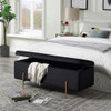 Lilola Home Emma Black Velvet Storage Bench with Metal Legs 88884