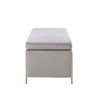 Lilola Home Emma Gray Velvet Storage Bench with Metal Legs 88885