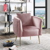 Lilola Home Natalie Blush Pink Velvet Barrel Accent Chair with Metal Legs 88888