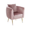 Lilola Home Natalie Blush Pink Velvet Barrel Accent Chair with Metal Legs 88888