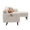 Lilola Home Mia Beige Sectional Sofa Chaise with USB Charger & Pillows 89628BE