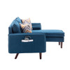 Lilola Home Mia Blue Sectional Sofa Chaise with USB Charger & Pillows 89628BU