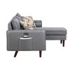 Lilola Home Mia Gray Sectional Sofa Chaise with USB Charger & Pillows 89628
