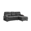 Lilola Home Kaden Gray Fabric Sleeper Sectional Sofa Chaise with Storage Arms and Cupholder 89620
