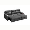 Lilola Home Kaden Gray Fabric Sleeper Sectional Sofa Chaise with Storage Arms and Cupholder 89620