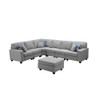 Lilola Home Casanova Light Gray Linen 7Pc Modular L-Shape Sectional Sofa with Ottoman 89120-2