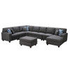 Lilola Home Irma Dark Gray Linen 8Pc Modular Sectional Sofa Chaise and Ottoman 89122-4