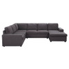 Lilola Home Warren Sectional Sofa with Reversible Chaise in Dark Gray Linen 81801-4
