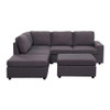 Lilola Home Marta Modular Sectional Sofa with Ottoman in Dark Gray Linen 81801-8