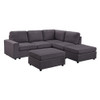 Lilola Home Marta Modular Sectional Sofa with Ottoman in Dark Gray Linen 81801-8