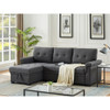 Lilola Home Lucca Dark Gray Linen Reversible Sleeper Sectional Sofa with Storage Chaise 81342