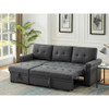 Lilola Home Lucca Dark Gray Linen Reversible Sleeper Sectional Sofa with Storage Chaise 81342