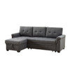 Lilola Home Lucca Dark Gray Linen Reversible Sleeper Sectional Sofa with Storage Chaise 81342