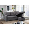 Lilola Home Ashlyn Dark Gray Reversible Sleeper Sectional Sofa with Storage Chaise, USB Charging Ports and Pocket 81382