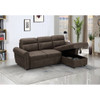 Lilola Home Ashton Saddle Brown Microfiber Reversible Sleeper Sectional Sofa Chaise 87800