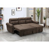 Lilola Home Ashton Saddle Brown Microfiber Reversible Sleeper Sectional Sofa Chaise 87800