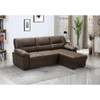 Lilola Home Kipling Saddle Brown Microfiber Reversible Sleeper Sectional Sofa Chaise 87802
