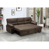 Lilola Home Kipling Saddle Brown Microfiber Reversible Sleeper Sectional Sofa Chaise 87802