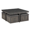 Lilola Home Moseberg Gray Oak Coffee Table with Storage Stools 98015