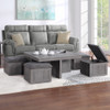 Lilola Home Moseberg Distressed Gray Coffee Table with Storage Stools and End Table Set 98011-SET