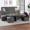 Lilola Home Moseberg Rustic Wood Coffee Table with Storage Stools and End Table Set 98013-SET