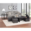 Lilola Home Moseberg Gray Oak Coffee Table with Storage Stools and End Table Set 98015-SET