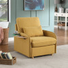 Lilola Home Huckleberry Yellow Linen Accent Chair with Storage Ottoman and Folding Side Table 88860
