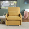 Lilola Home Huckleberry Yellow Linen Accent Chair with Storage Ottoman and Folding Side Table 88860
