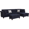Lilola Home Diego Black Fabric Sectional Sofa with Right Facing Chaise, Storage Ottoman, and 2 Accent Pillows 83001
