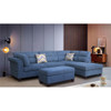 Lilola Home Diego Blue Fabric Sectional Sofa with Right Facing Chaise, Storage Ottoman, and 2 Accent Pillows 83002
