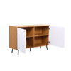 Lilola Home Carlotta Light Brown and White Storage Console Cabinet Table 53002
