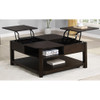 Lilola Home Flora Dark Brown MDF Lift Top Coffee Table with Shelves 98006
