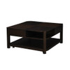 Lilola Home Flora Dark Brown MDF Lift Top Coffee Table with Shelves 98006

