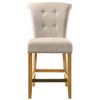 Lilola Home Auggie Cream Fabric Counter Height Chair with Nailhead Trim 30515