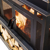 Deko Living Rimasco 80" Metal Wood Burner Fireplace with Side Storage Tables  -  COB10504