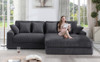 Lilola Home Mystic Dark Gray Corduroy Reversible Sectional Sofa Chaise - 81337