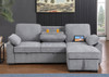 Lilola Home Mackenzie Light Gray Chenille Fabric Reversible Sleeper Sectional with Storage Chaise, Drop-Down Table, Cup Holders and Charging Ports - 81441