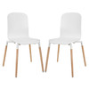 Modway Stack Dining Chairs Wood Set of 2 EEI-1372-WHI White