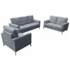 Lilola Home Jackson Gray Fabric Sofa Loveseat Chair Living Room Set - 83004-SLC 