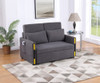 Lilola Home Percy Gray Teddy Velvet Sleeper Loveseat with Side Pockets - 81355