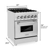 ZLINE 24" 2.8 cu. ft. Electric Oven and Gas Cooktop Dual Fuel Range with Griddle and Brass Burners in Stainless Steel - RA-BR-GR-24