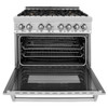 ZLINE 36" 4.6 cu. ft. Electric Oven and Gas Cooktop Dual Fuel Range with Griddle and Brass Burners in Stainless Steel - RA-BR-GR-36