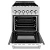 ZLINE 24" 2.8 cu. ft. Electric Oven and Gas Cooktop Dual Fuel Range with Griddle and White Matte Door in Stainless Steel - RA-WM-GR-24