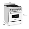 ZLINE 24" 2.8 cu. ft. Electric Oven and Gas Cooktop Dual Fuel Range with Griddle and White Matte Door in Stainless Steel - RA-WM-GR-24