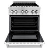 ZLINE 30" 4.0 cu. ft. Electric Oven and Gas Cooktop Dual Fuel Range with Griddle and White Matte Door in Stainless Steel - RA-WM-GR-30