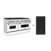 ZLINE 60" 7.4 cu. ft. Electric Oven and Gas Cooktop Dual Fuel Range with Griddle and White Matte Door in Stainless Steel - RA-WM-GR-60